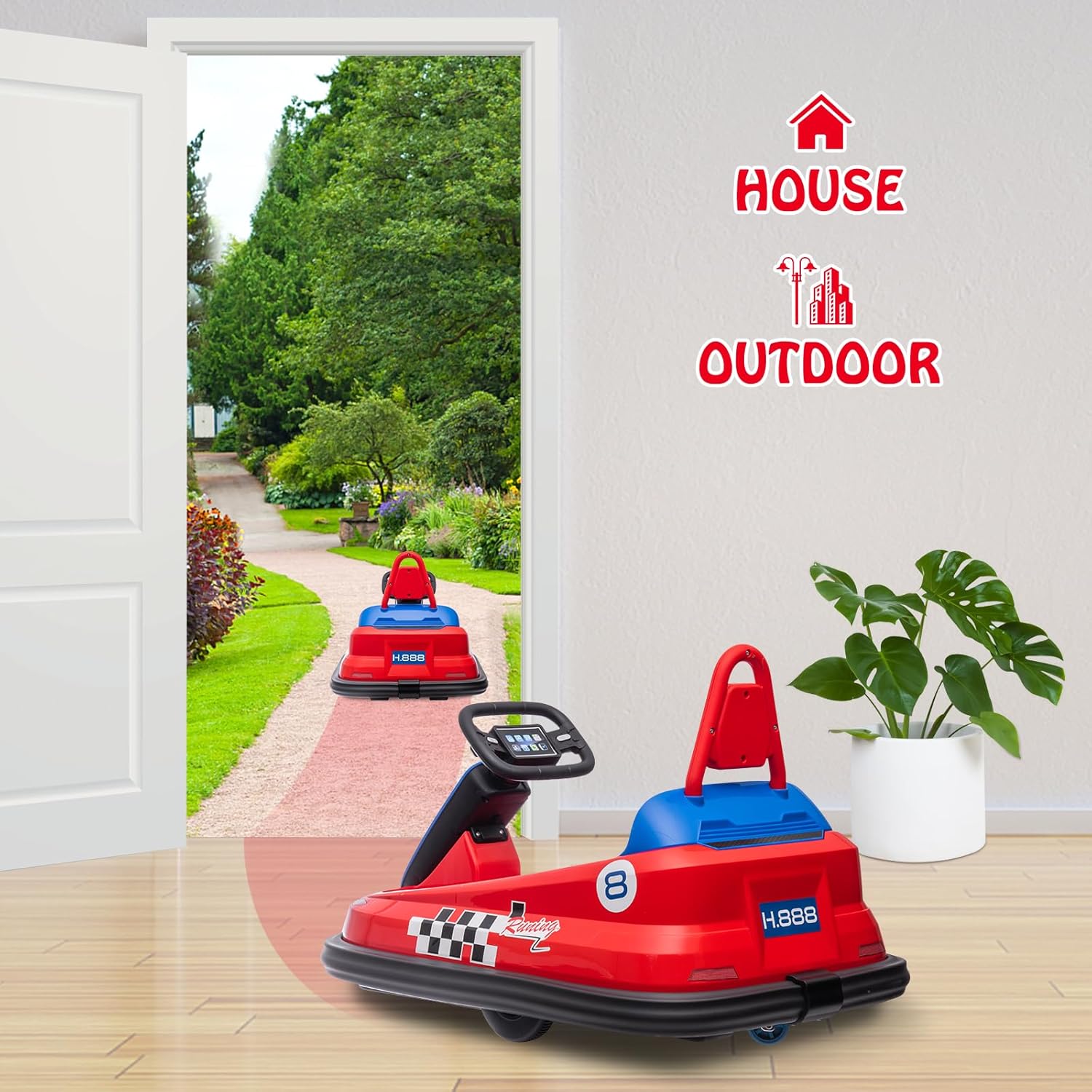 6V Bumper Car 360° Spin Electric Ride On Toys with Lights Music Safety Belts