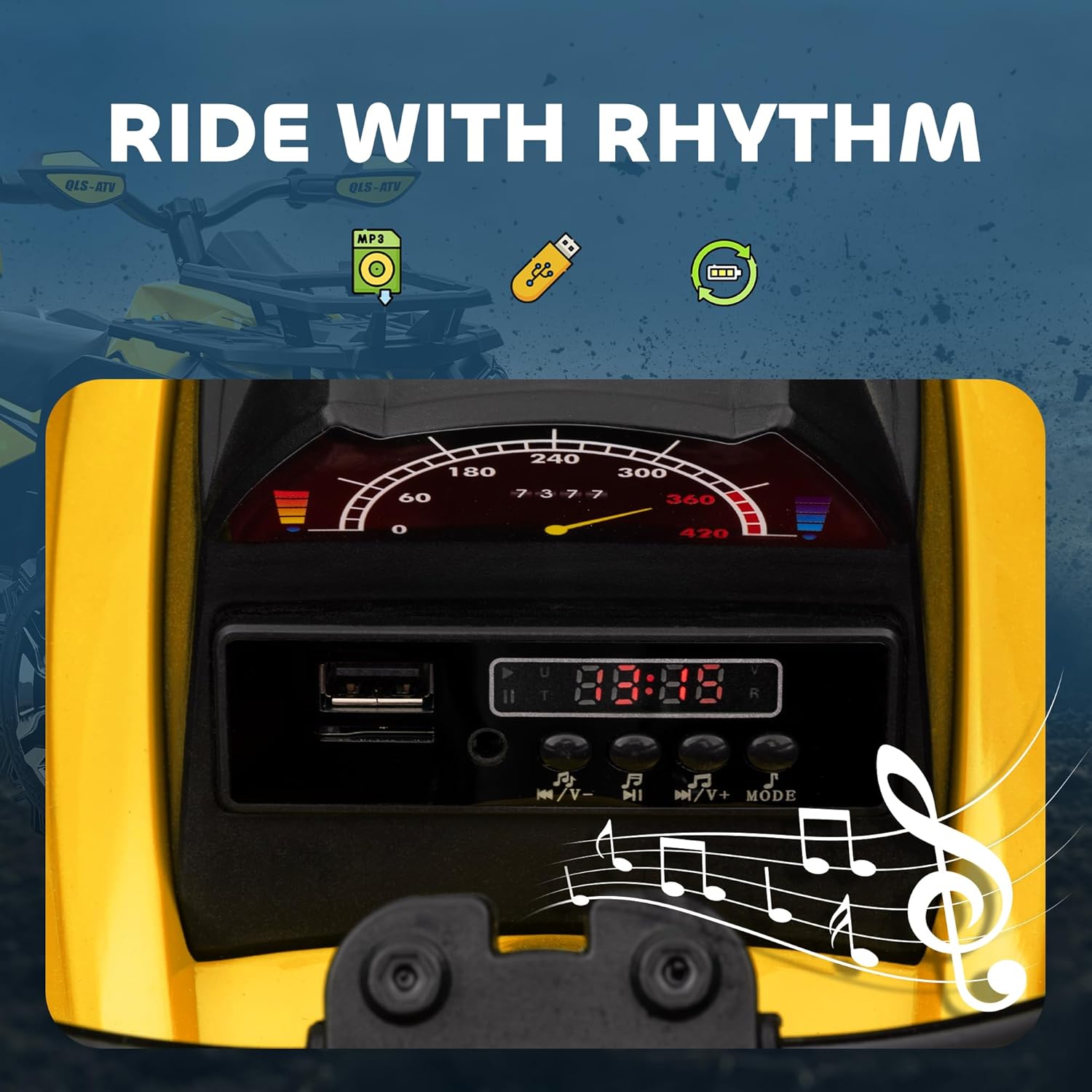 Kids 12V Ride on ATV Electric Ride on Car Battery Powered with Music Light Holiday Gift