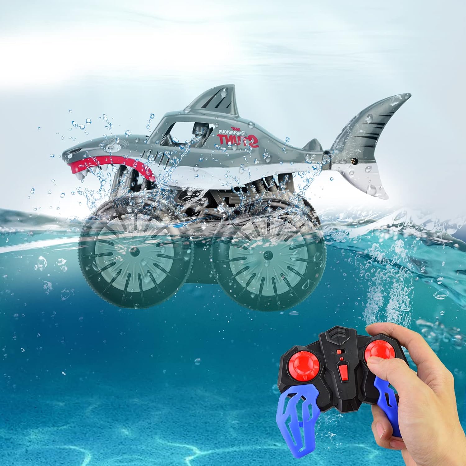 2.4G Amphibious RC Car Shark 360° Rotation Stunt Vehicle Waterproof RC Off-road Car