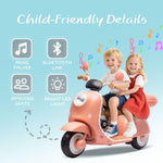 Kids Electric Motorcycle 12V Ride On Car with Storage Box Bluetooth Music 2 Seats Motorcycle