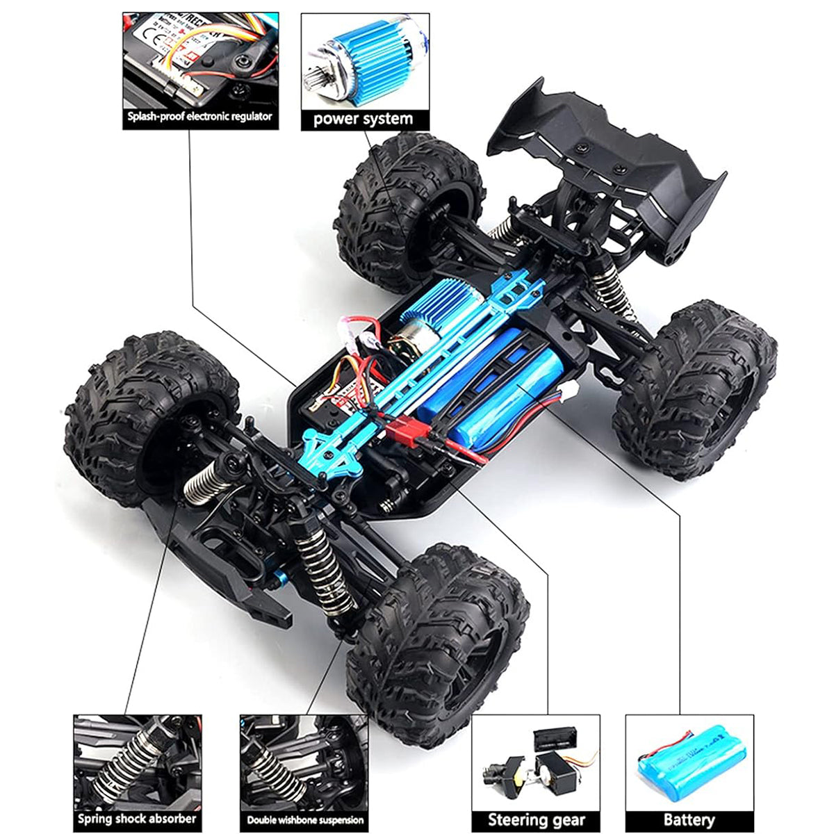 38KM/H 4WD RC Car Carbon Brush Off-road Car All Terrain Monster Vehicle Toys