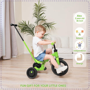 Stroller Bike 4 in 1 Tricycle With Detachable Push Bar Toddler Balance Bike Ride On Toys