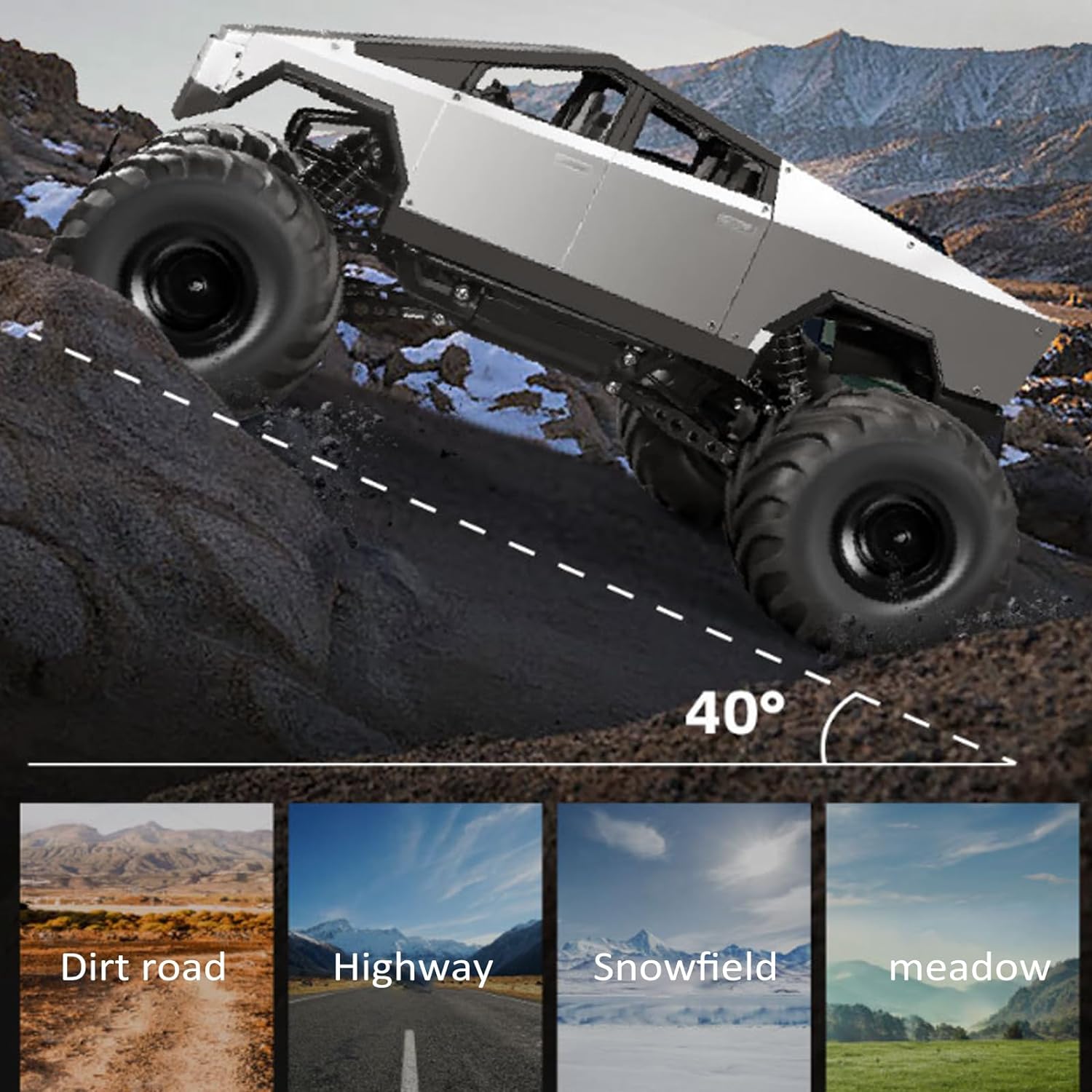 1/8 Remote Control Car 4WD Pickup Climbing Car 2.4G Alloy Off-road Vehicle