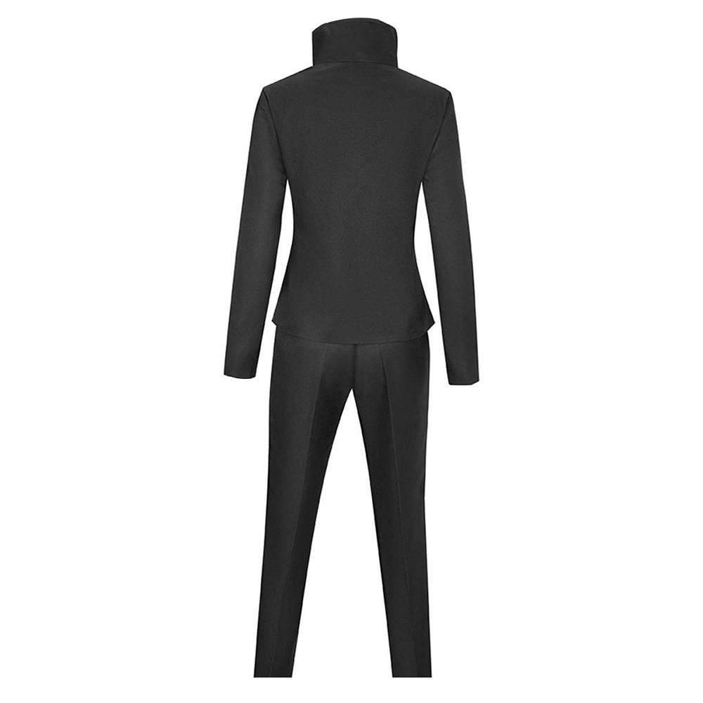 Adult Satoru Outfit Black Tops Pants with Wig Blinder and Glasses for Cosplay Party