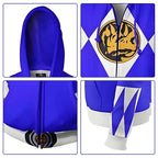 Adult Dino Ranger Costume Zip Up Hooded Sweatshirt Red Ranger Casual Hoodie for Daily Wear