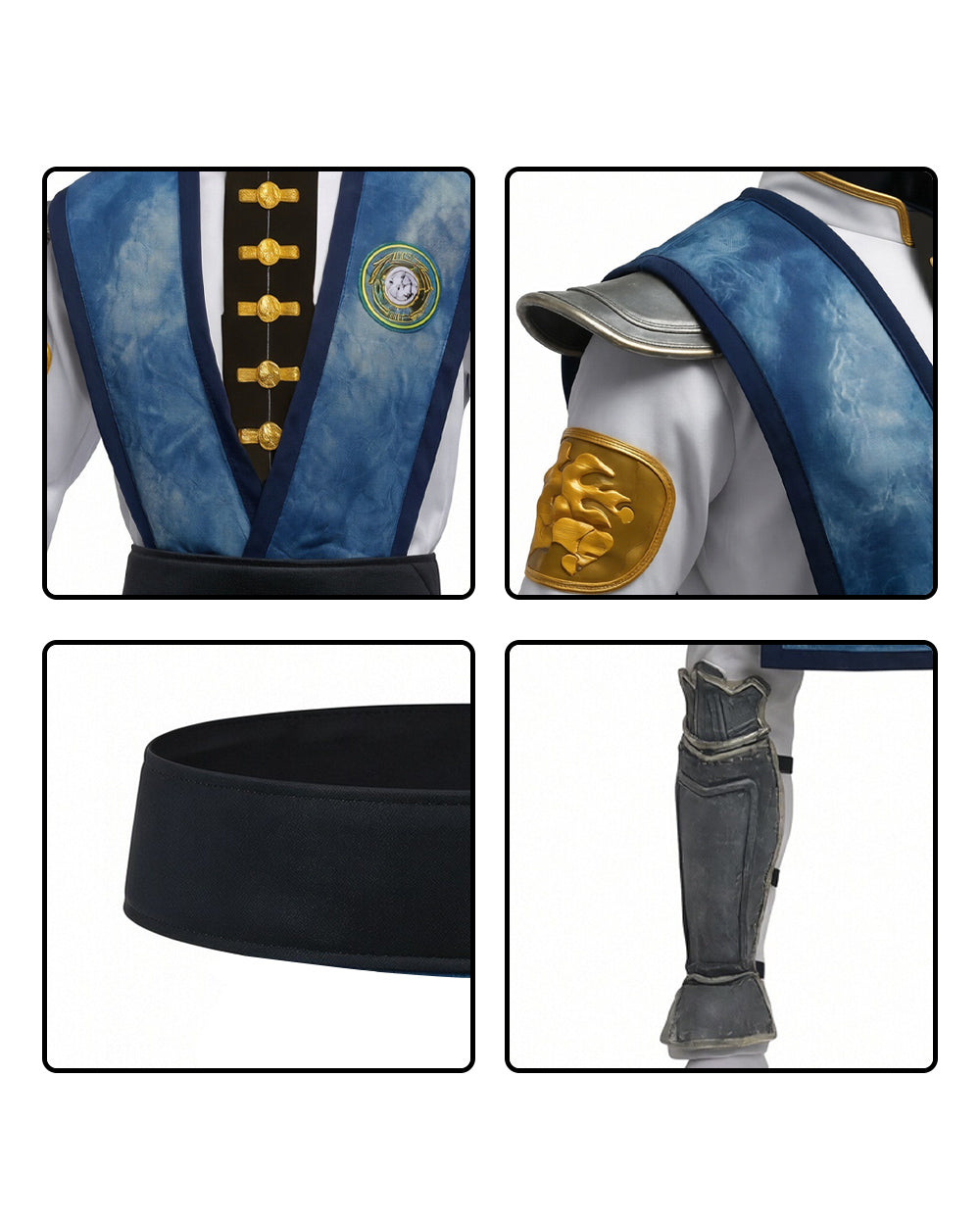 Men's Thunder God Costume Blue Warrior Suit with Iconic Bamboo Hat for Themed Gaming Events