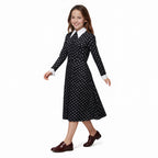 Girls Wednesday Addams Dress Wednesday Costume White Peter Pan Collar Wednesday Outfits and Wig