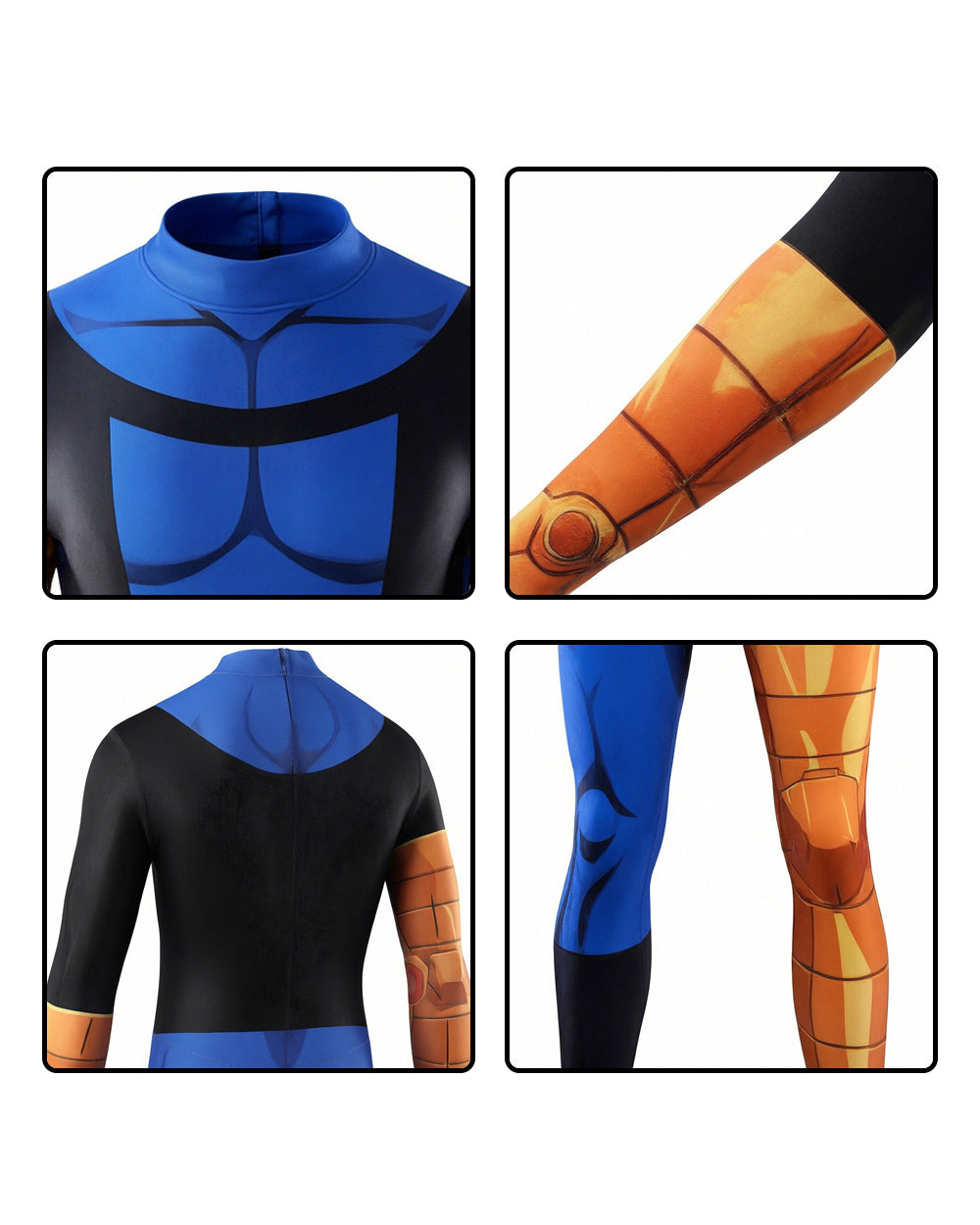 Blue Justice Hero Costume Super Jumpsuit with Headgear and Goggles for Cosplay Events