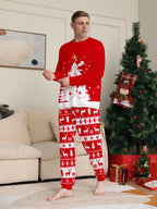 Matching Family Christmas Pajamas Red Festive Loungewear Causal Tops and Pants