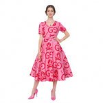 Mommy and Me Pink Dress Flared Party Outfit with Belt and Matching Headband