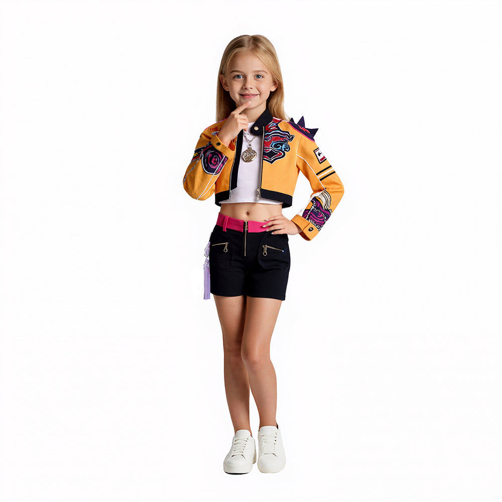Yellow Costume Tops Vest and Shorts Full Set Deluxe Kids Adults Halloween Cosplay Outfit