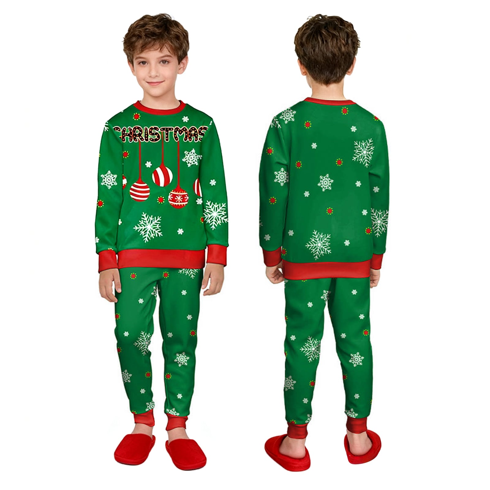 Kids Christmas Sweatshirt Boys Girls Long Sleeve Xmas Pullover Shirt and Pants Set for 4-8 years