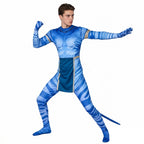 Jake Sully Costume Blue Bodysuit with Apron 2-Piece Set Pandora Cosplay Outfit