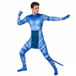 Jake Sully Costume Blue Bodysuit with Apron 2-Piece Set Pandora Cosplay Outfit