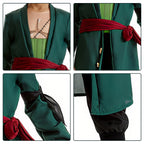 Roronoa Cosplay Costume Straw Hats Kids Adults Green Kimono for Cosplay Party