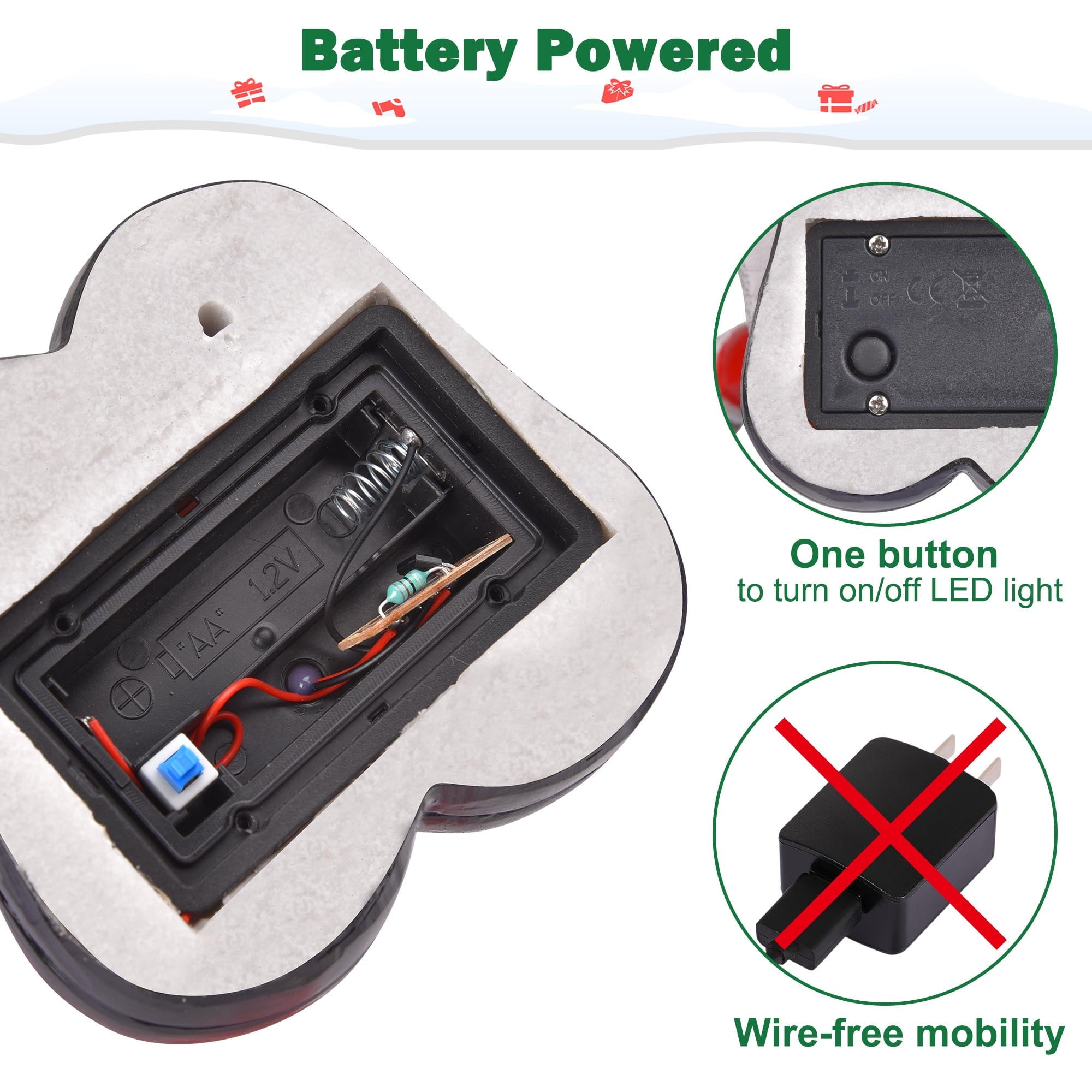 Resin Santa Claus with LED Light Christmas Tabletop Decoration Home Holiday Gift