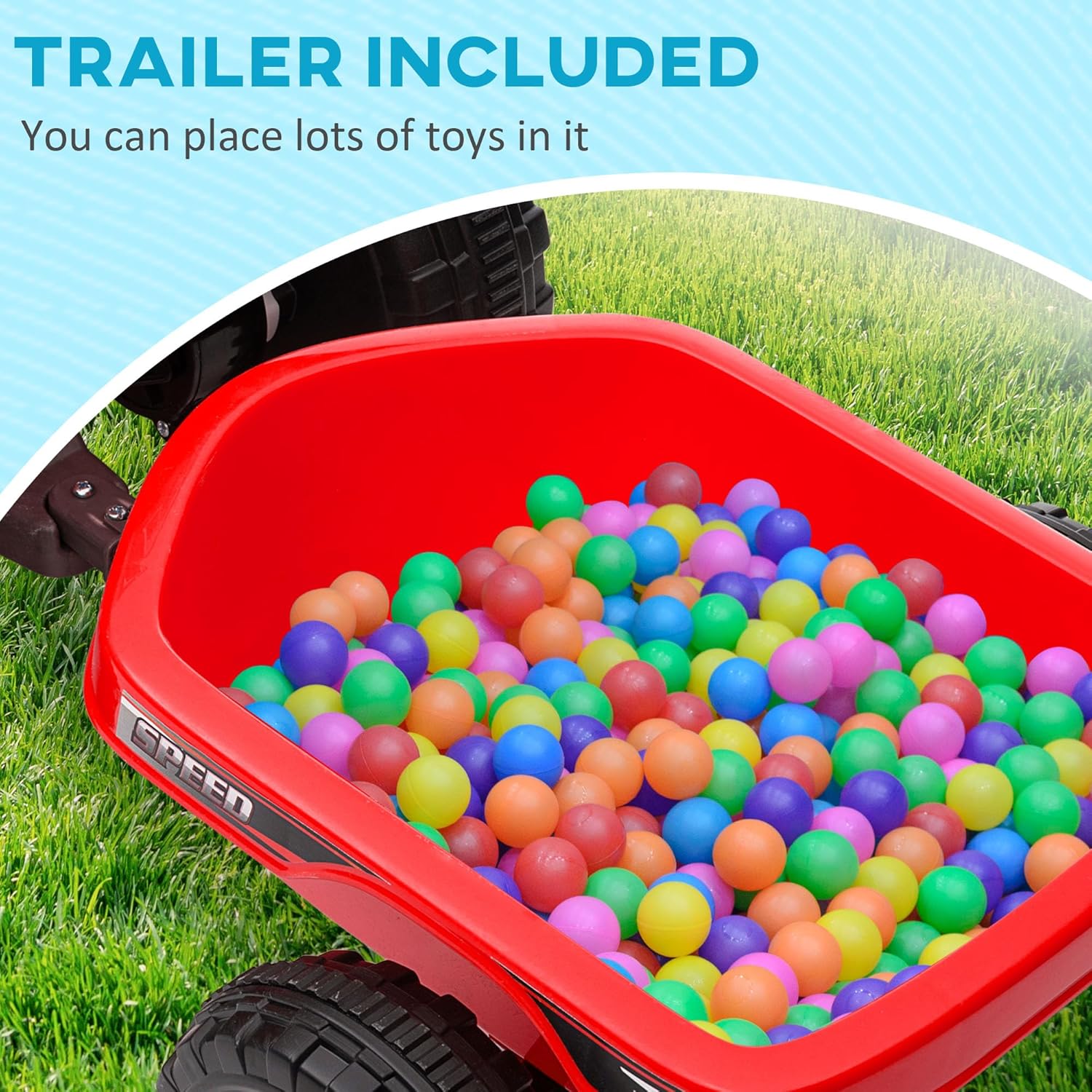 Kids Ride On ATV with Trailer 6V Electric Ride On Car Electric Car with Music