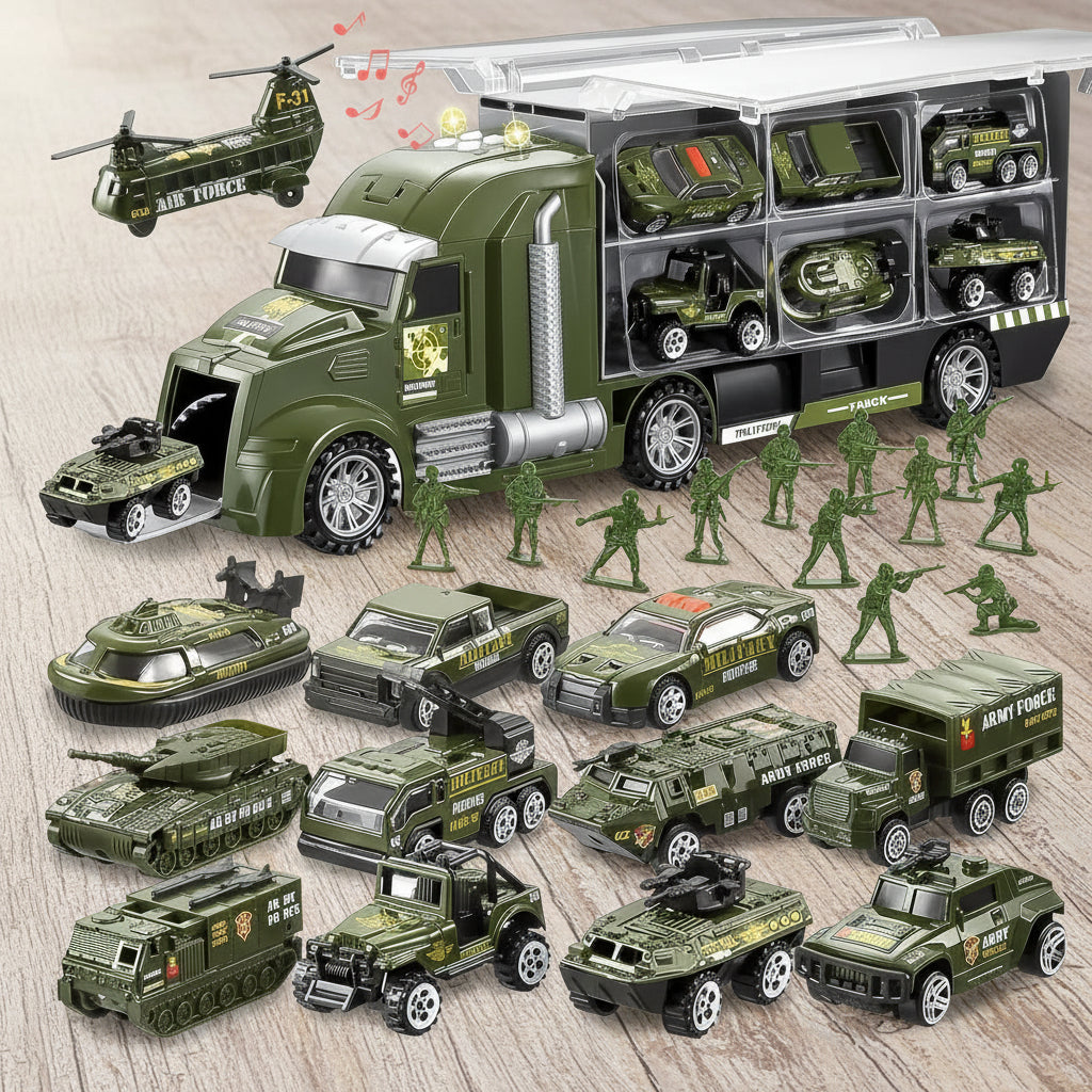 Kids Construction Truck Set Push and Go Cars Transporter Truck with Sounds and Light