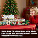 1958pcs Christmas Vacation Village Building Blocks with Light Village Model Buildings Kits Christmas Gift
