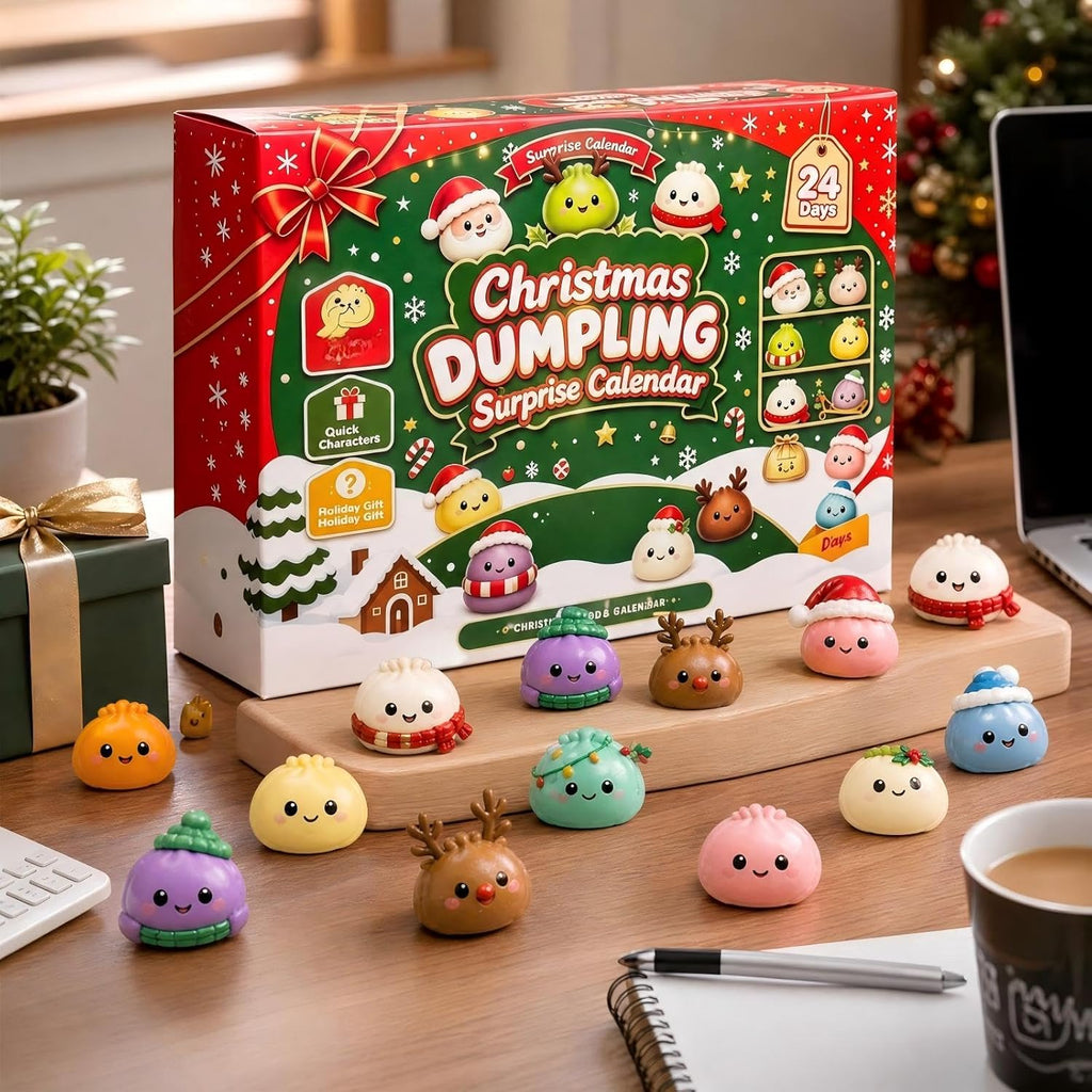 Christmas Advent Calendar 2026 Dumpling Squishies 24Pcs Cute Squeeze Fidget Toys Christmas Countdown Gift Set for Kids and Adults