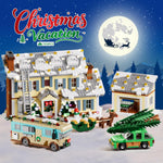 1958pcs Christmas Vacation Village Building Blocks with Light Village Model Buildings Kits Christmas Gift