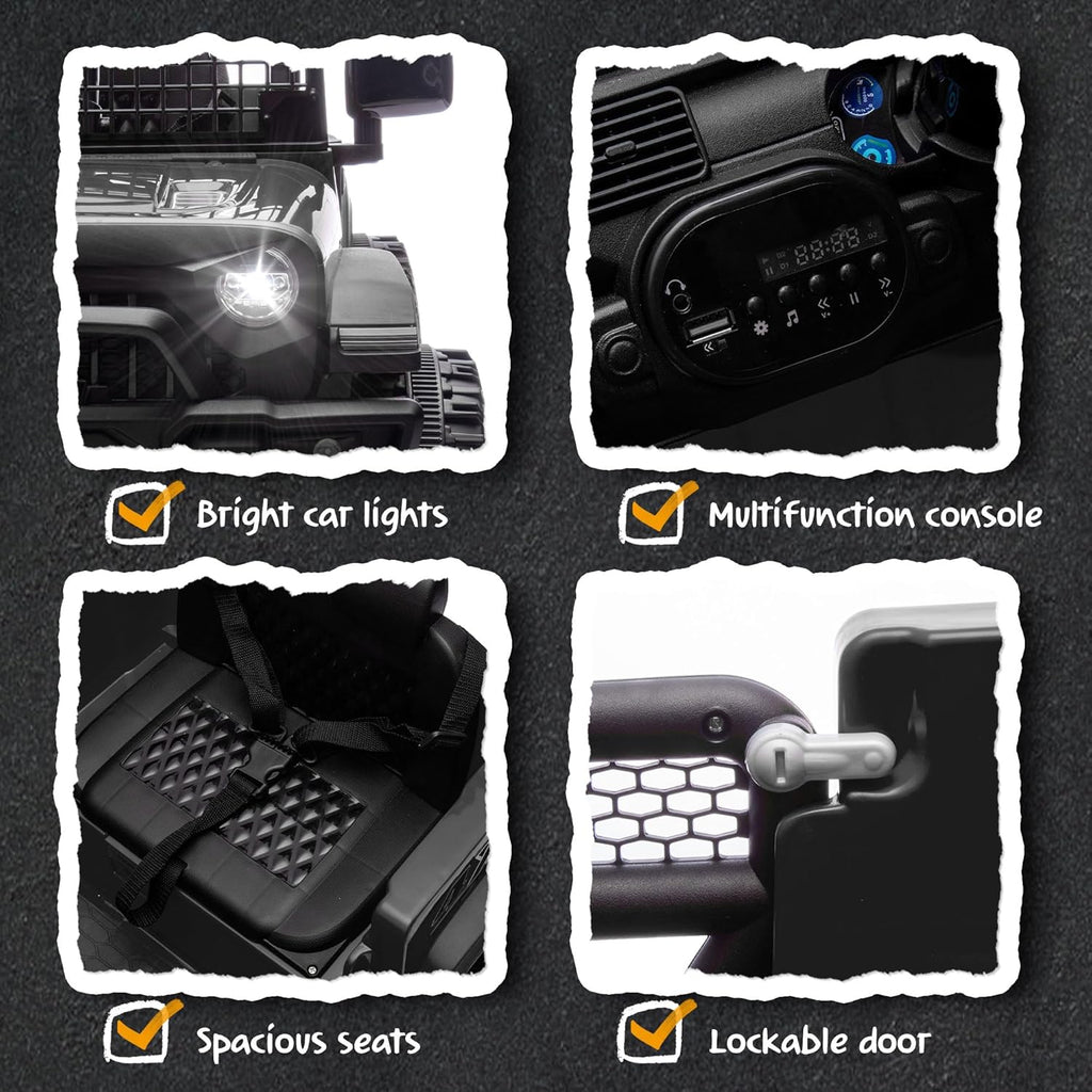 24V Kids Ride on Car 2 Seats Adjustable Speed Truck with Remote Control Light Music