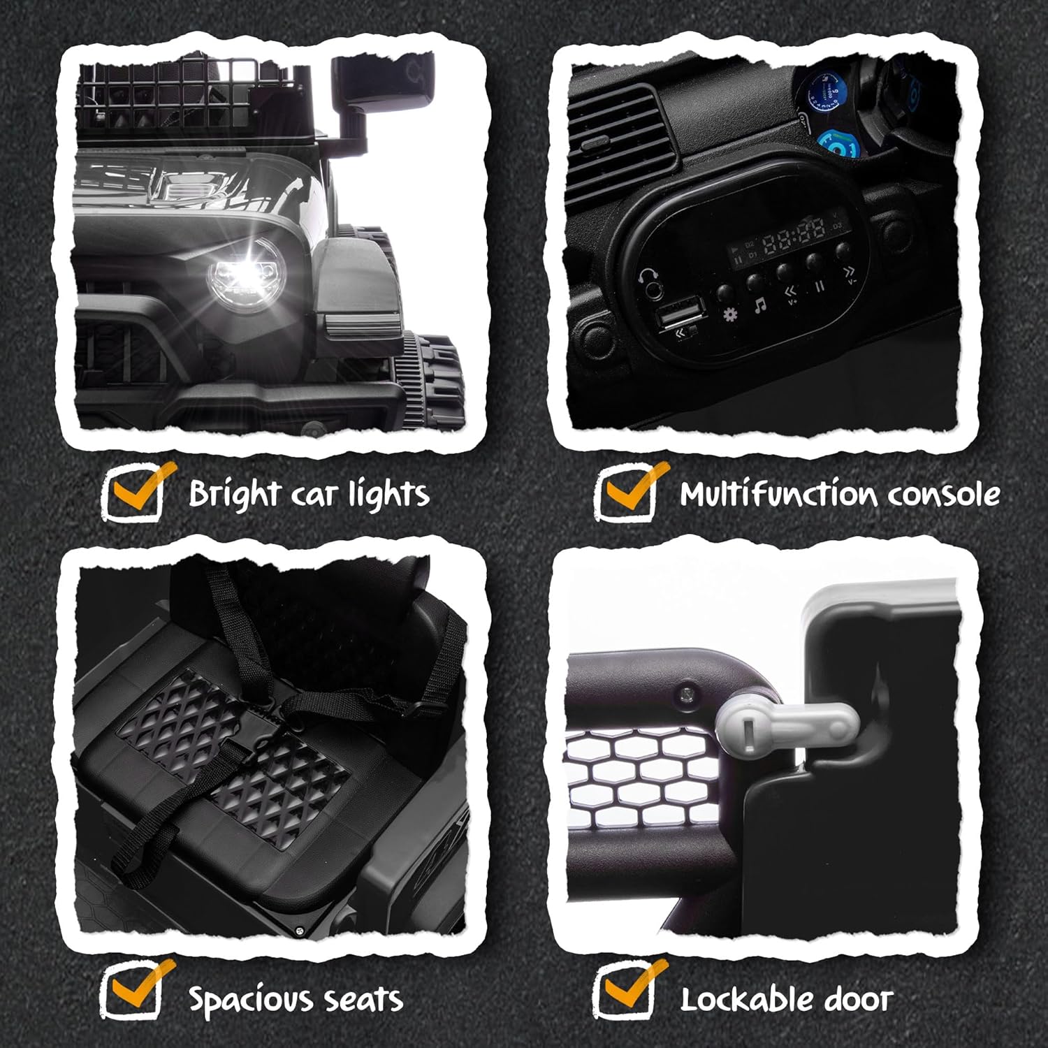 24V Kids Ride on Car 2 Seats Adjustable Speed Truck with Remote Control Light Music