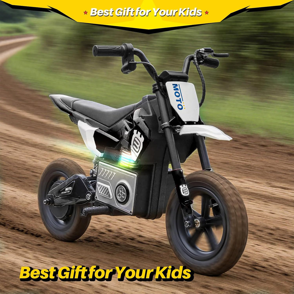 24V Kids Electric Dirt Bike Battery Powered Motorcycle 200W Ride On Car with Light Music