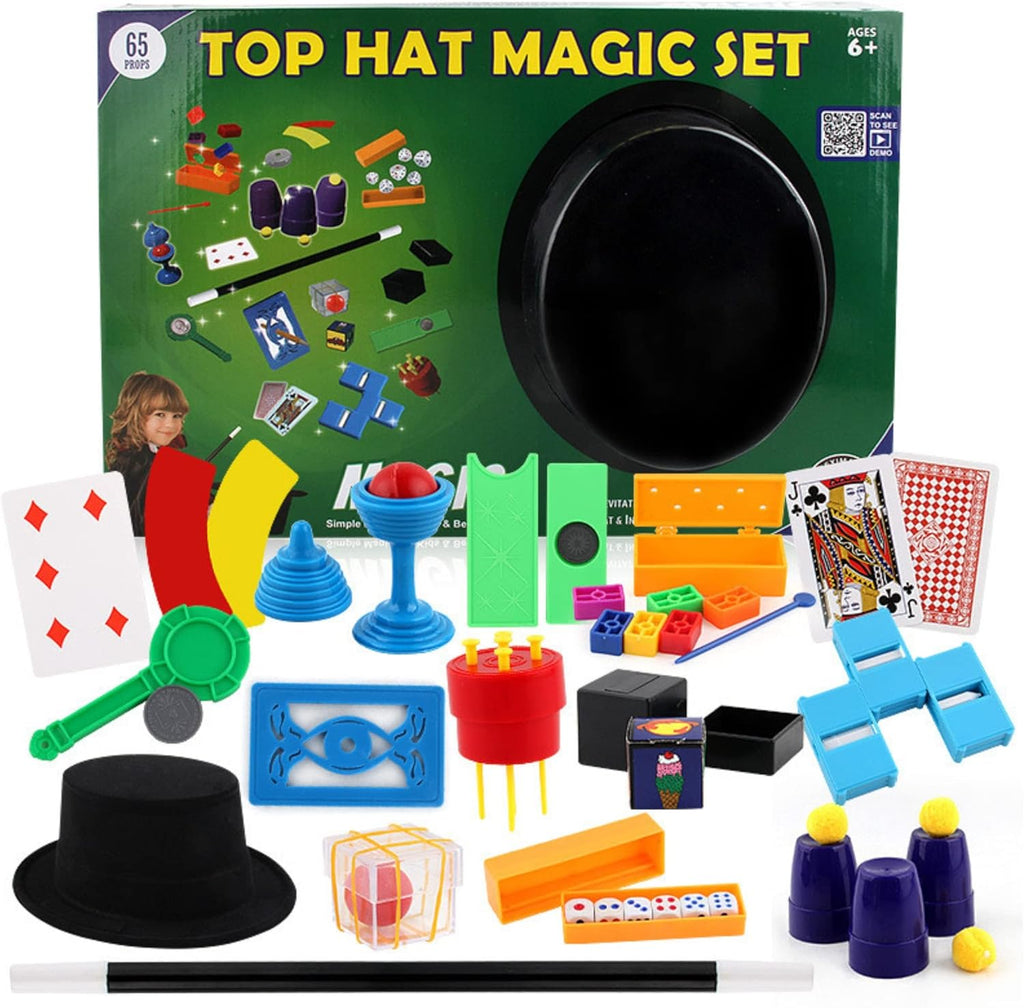 Magic Set with 65 Props Kids Magic Tool Kit For Boys and Girls Family Party interactive toys