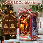 3D Wooden Puzzle Book Nook Kit DIY Miniature Dolls with LED Light Book Shelf Decoration