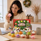 Christmas Advent Calendar 2026 Dumpling Squishies 24Pcs Cute Squeeze Fidget Toys Christmas Countdown Gift Set for Kids and Adults