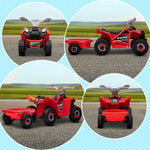 Kids Ride On ATV with Trailer 6V Electric Ride On Car Electric Car with Music
