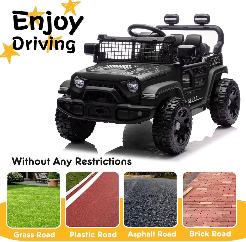 24V Kids Ride on Car 2 Seats Adjustable Speed Truck with Remote Control Light Music