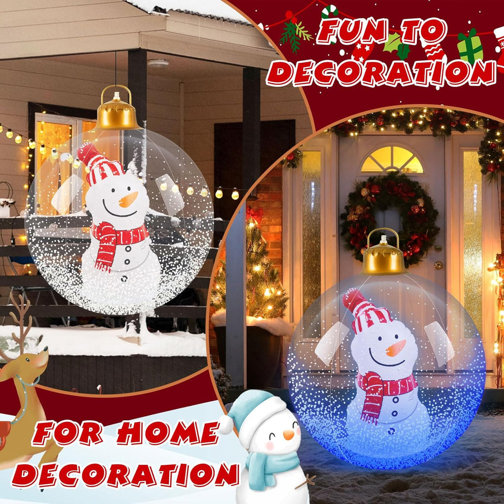 24inch Luminous Inflatable Ball Remote Control Christmas Tree Snowman Santa Ornaments with LED Light