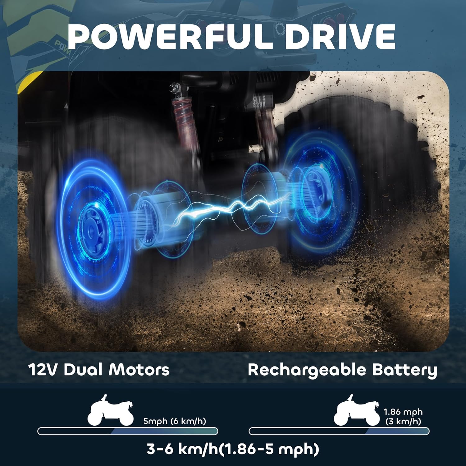 Kids 12V Ride on ATV Electric Ride on Car Battery Powered with Music Light Holiday Gift