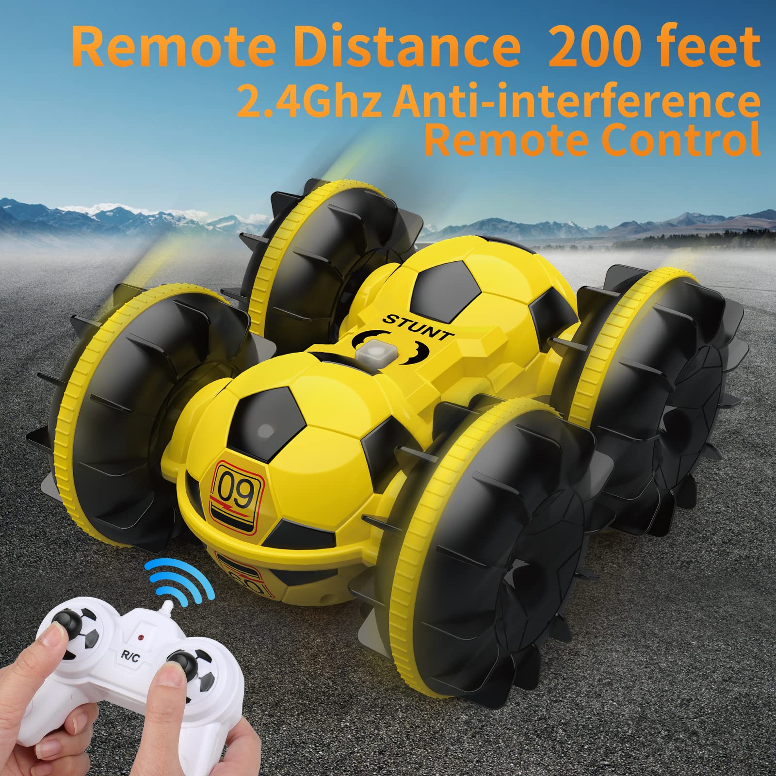 Amphibious RC Car Football 4WD Stunt Remote Control Car 100% Waterproof Toys For Kids