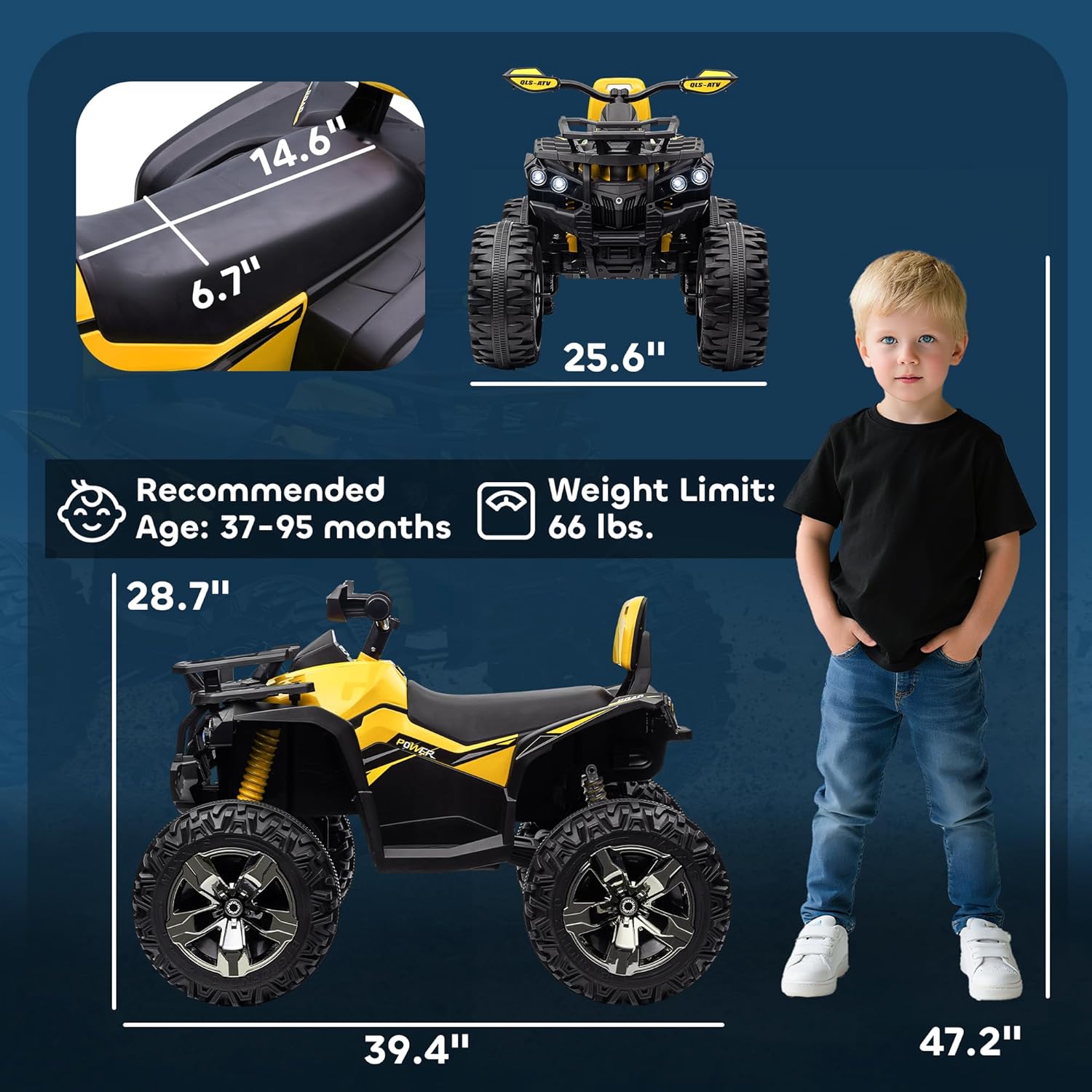 Kids 12V Ride on ATV Electric Ride on Car Battery Powered with Music Light Holiday Gift