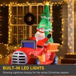 7.5ft Christmas Inflatable Toy with LED Lights Santa Claus Driving a Fire Truck with Tree Outdoor Decoration