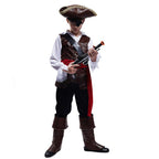 Childrens Pirate Costume Boys Fancy Pirate Dress Up Outfit for Halloween Themed Party