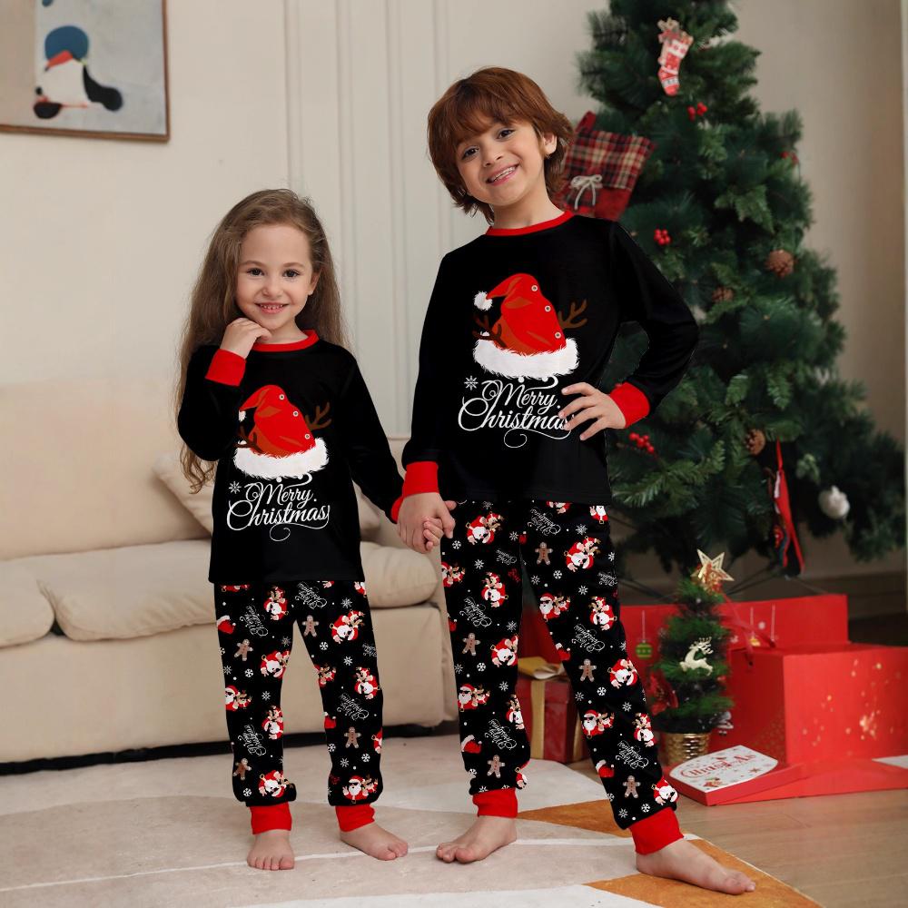 Family Xmas Matching Pajamas Black Holiday Sleepwear Set Cute Christmas Jammies