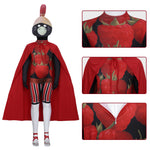 Kids Brainrot Costume Red Brri Brri Jumpsuit Cape and Helmet Set for Cosplay Themed Party