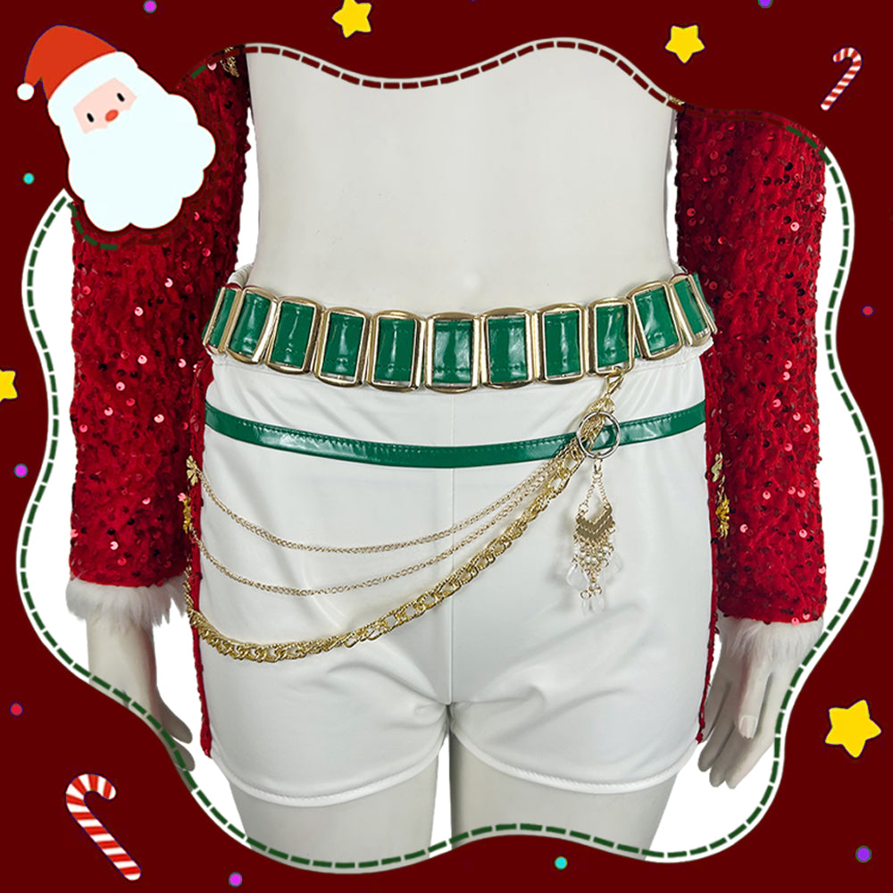 Christmas Pop Star Costume Golden Dance Suit Sequin Party Dress Dress Up Outfit