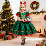 Girls Christmas Dress Headband Magnetic Hand Holding Socks Ready to Ship Xmas Costume in Gift Box