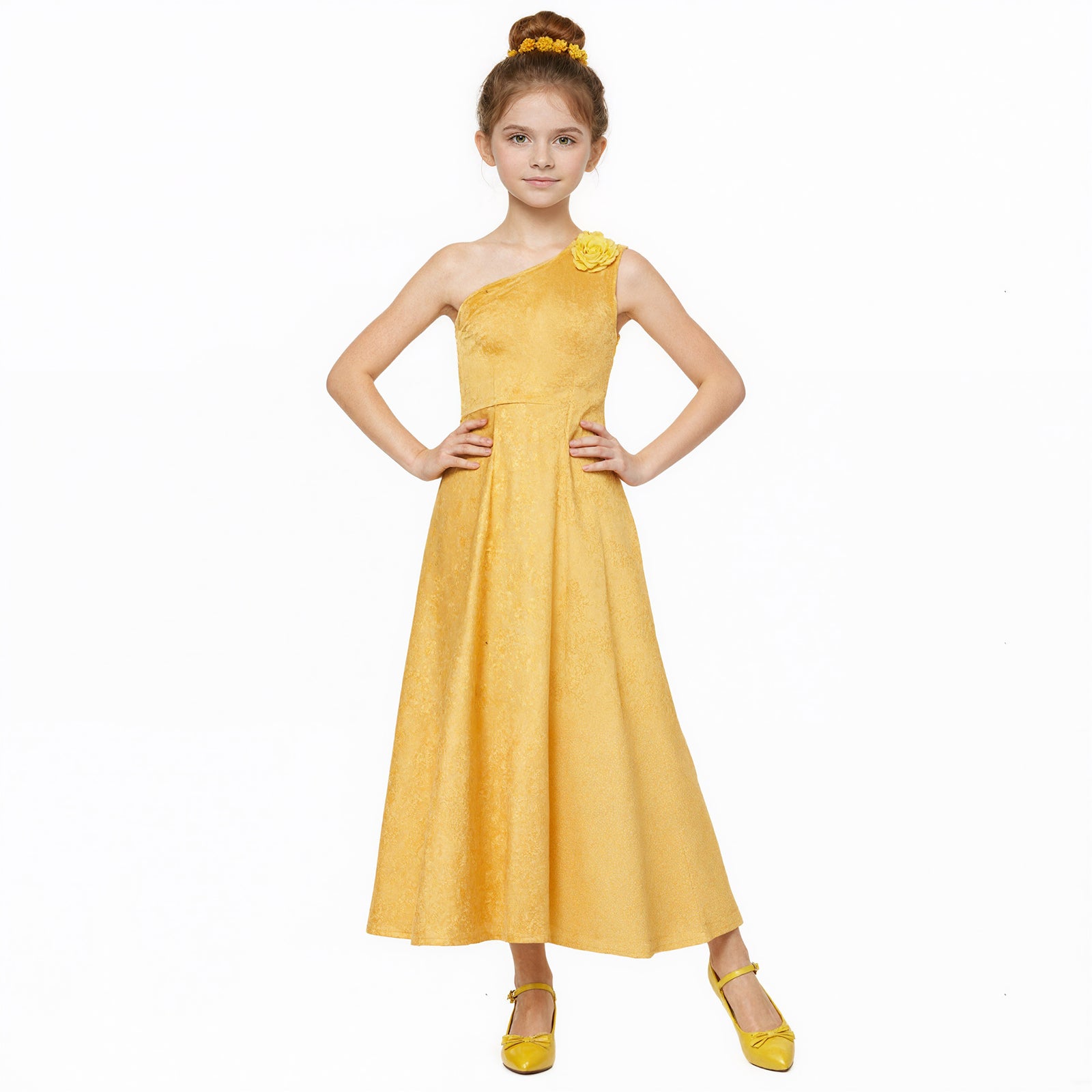 Cute Judy Party Dress Yellow Ball Gown with Headband Kids Adults Cosplay Costume