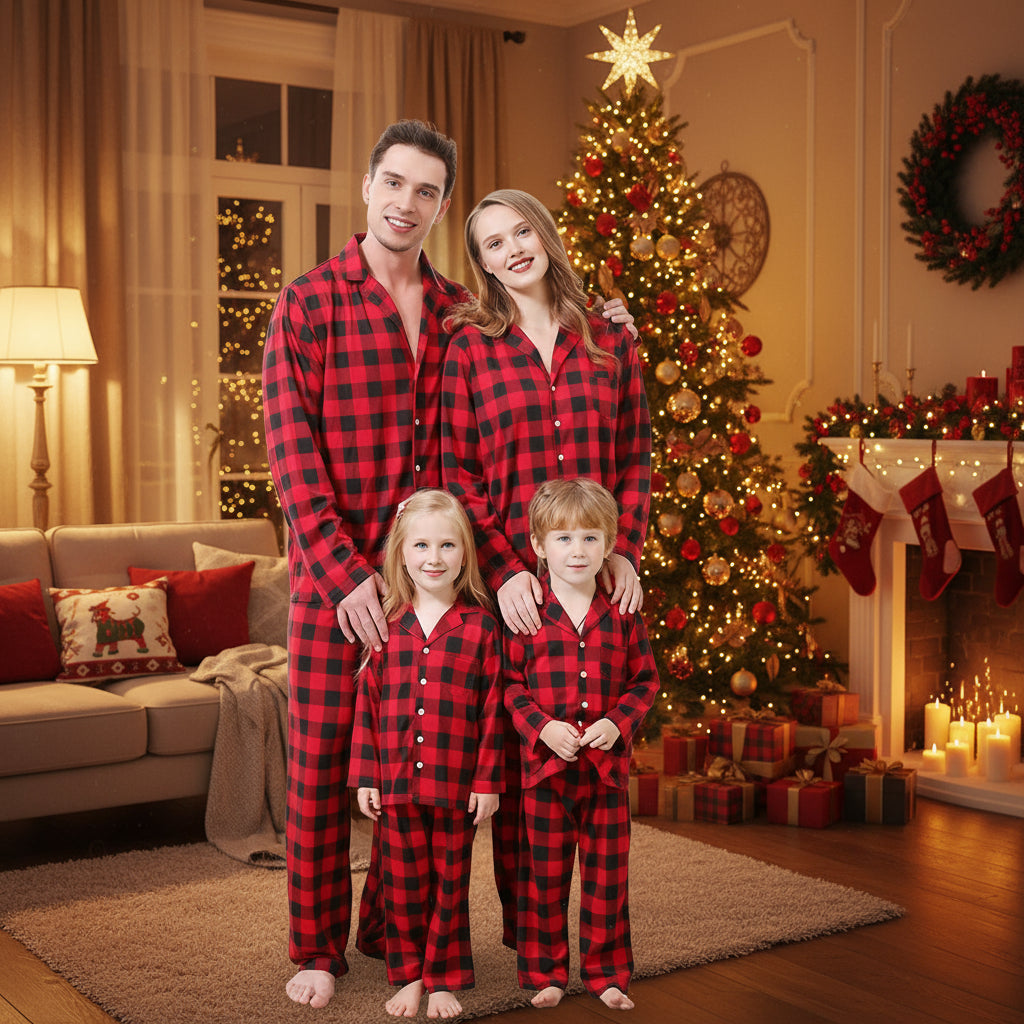 Kids Adult Christmas Costume New Year Long Sleeve Family Matching Outfits Sleepwear