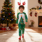 Kids Christmas Pajamas with Socks and Headband Xmas Holiday Outfit for Boys Girls