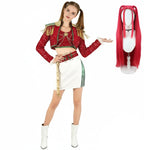 Xmas Pop Star Dress Festive Sequin Costume Tassel Crop Top Skirt Party Set