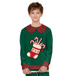 Kids Christmas Sweatshirt Boys Girls Long Sleeve Xmas Pullover Shirt and Pants Set for 4-8 years