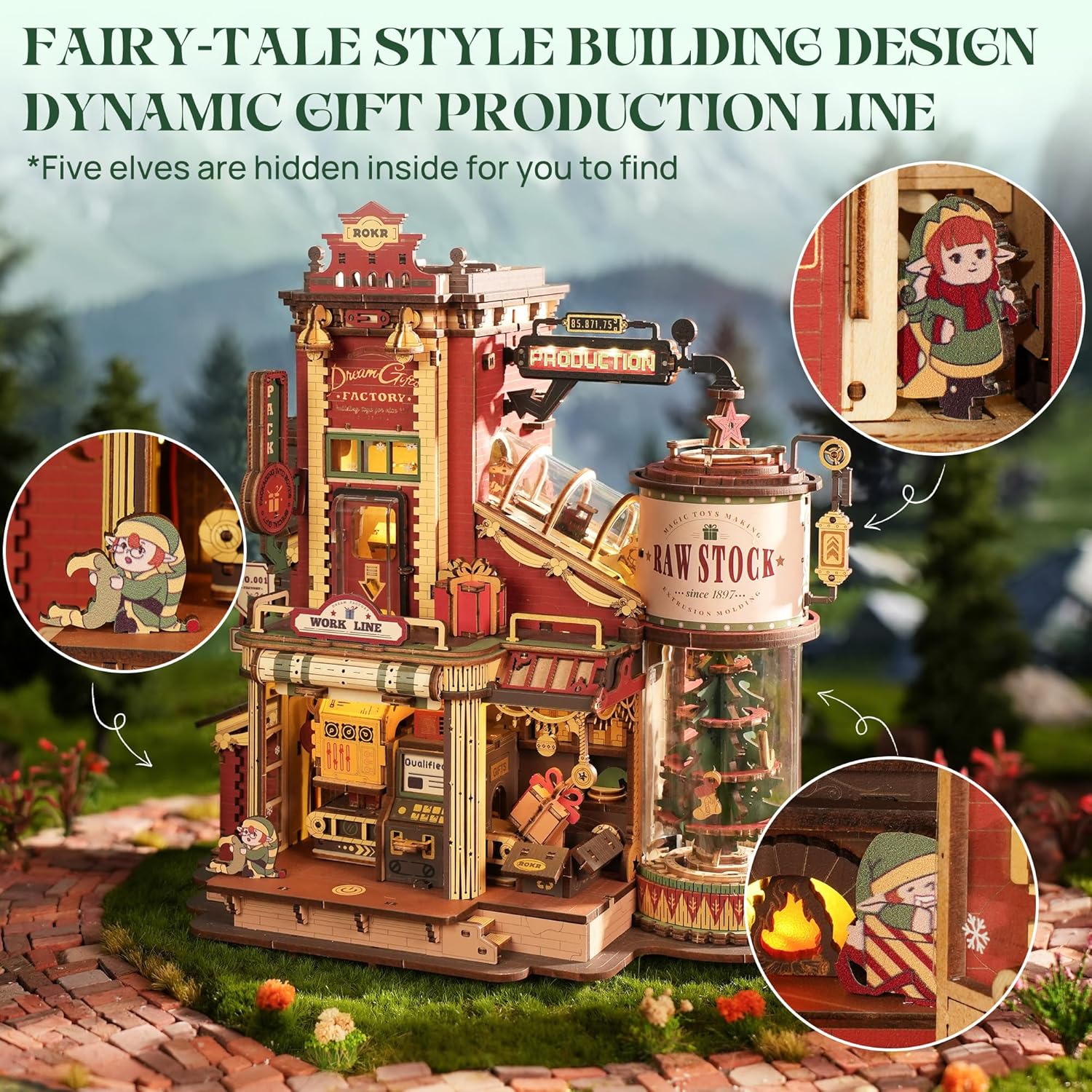 3D Wooden Puzzle DIY Building Set Christmas Music Box with Light Holiday Gift