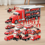Kids Construction Truck Set Push and Go Cars Transporter Truck with Sounds and Light